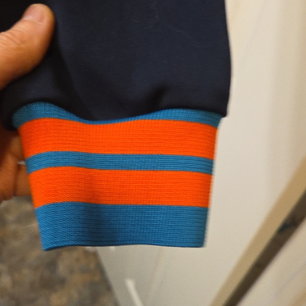 $5/$25-NWT-Navy Cropped Bolero with Bright Stripe Cuffs - Picture 5 of 8